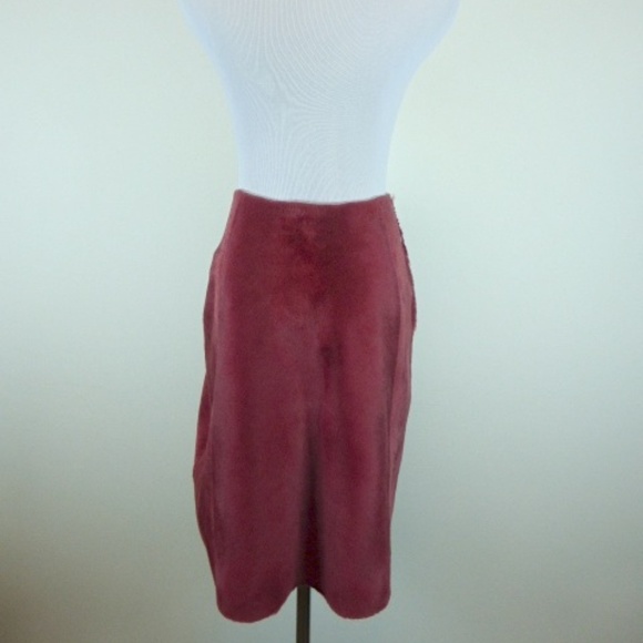 MARIA DI RIPABIANCA  red LAMB Hair calf LEATHER Skirt 12 i46 made in Italy - Picture 7 of 7